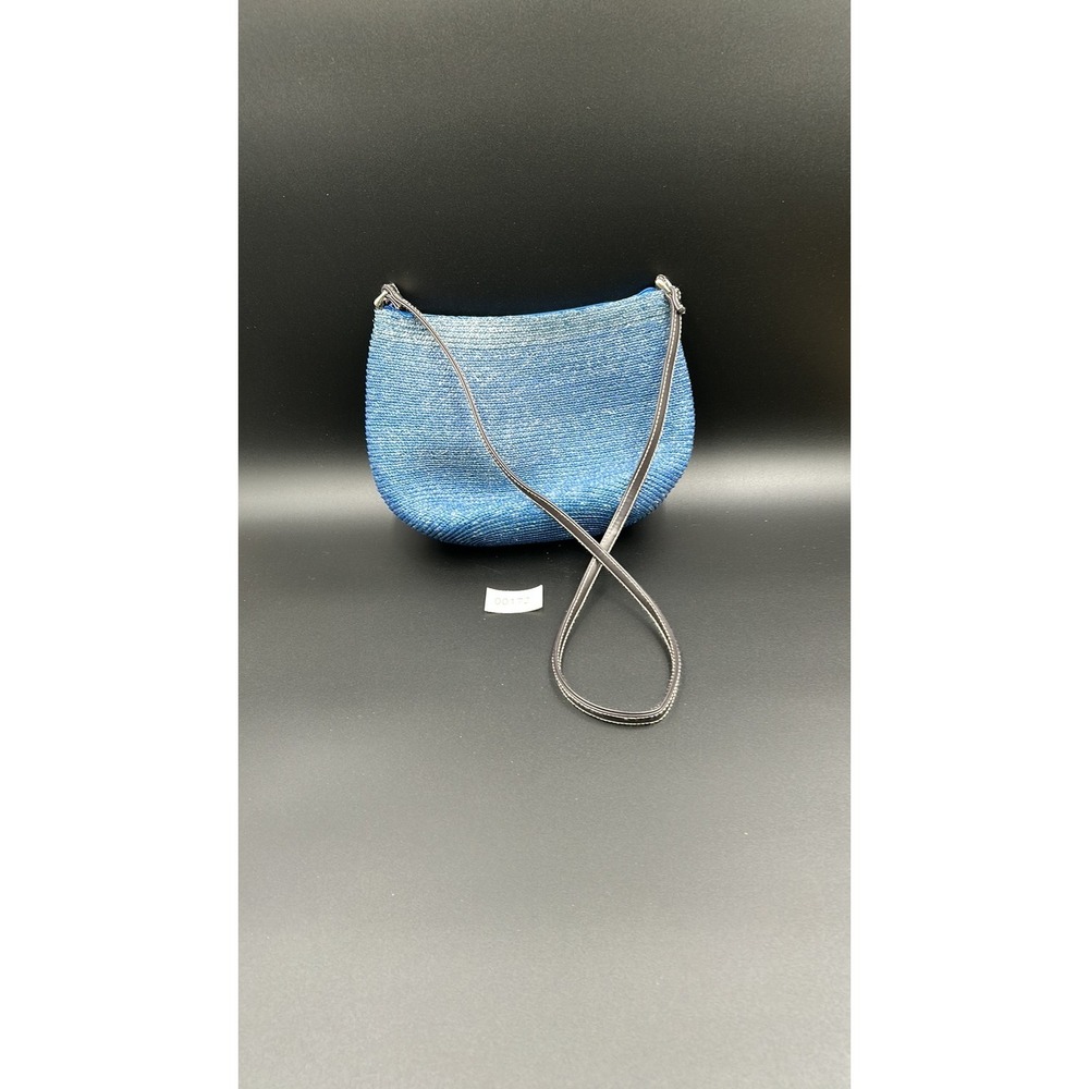 Charter Club Classics Woven Blue Straw Crossbody Bag with Lime Lining
